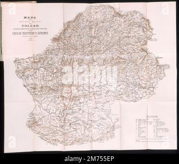 MAPA DEL ANTIGUO REINO DE TOLEDO - PROVINCIAS DE MADRID, TOLEDO, CIUDAD REAL, CUENCA Y GUADALAJARA - 1885. AUTOR: VALVERDE ALVAREZ EMILIO. STANDORT: SENADO-BIBLIOTECA-COLECCION. MADRID. SPANIEN. Stockfoto