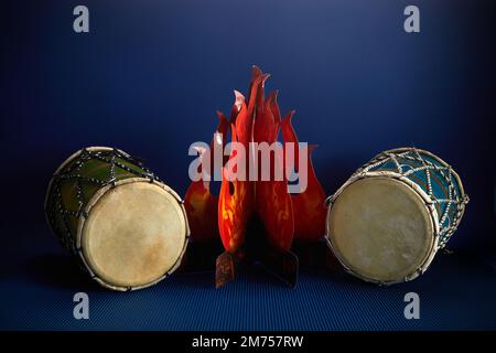 Happy Lohri Festival of Punjab India, Hintergrund der Lohri-Feier. Stockfoto