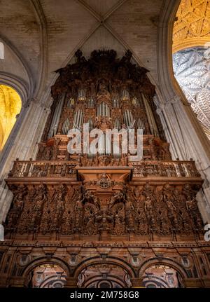 Die Orgel aus der Kathedrale von Sevilla Stockfoto