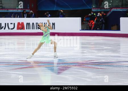 Jia Shin (KOR) tritt am 1. Tag des Junior Women Short Program des ISU Grand Prix of Figure Skating Final Turin 2022 in Torino Palavela auf. Stockfoto