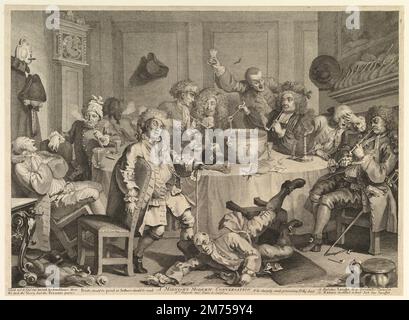 Eine moderne Mitternachtskonversation. William Hogarth. 1733. Stockfoto