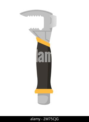 Verstellbarer Schraubenschlüssel mit Gummigriff Handwerkzeug Instrumentendarstellung isoliert auf weißem Hintergrund Stock Vektor