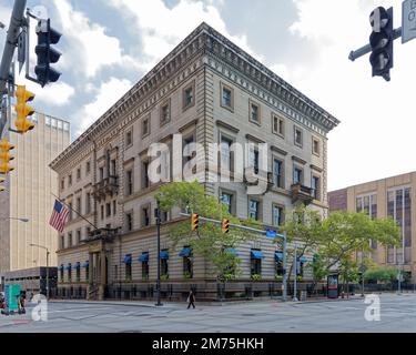 Der Union Club, ein Wahrzeichen im Renaissance-Stil, beherbergte Clevelands Elite – darunter fünf US-amerikanische Präsidenten: Grant, Hayes, Garfield, McKinley und Taft. Stockfoto