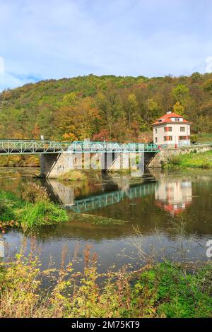 Thaya-Brücke, Grenze zwischen Österreich und der Tschechischen Republik, Hardegg, Waldviertel, Niederösterreich, Österreich Stockfoto