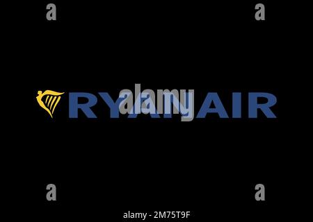 Ryanair, Logo, schwarzer Hintergrund Stockfoto