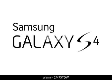 Samsung Galaxy S4, Logo, weißer Hintergrund Stockfoto