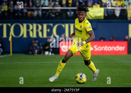 Villarreal, Spanien, 7. Januar 2023. Villarreals Samuel Chimerenka Chukwueze während des spanischen Spiels La Liga zwischen Villarreal CF und Real Madrid im Stadion La Ceramica. Foto von Jose Miguel Fernandez / Alamy Live News ) Stockfoto