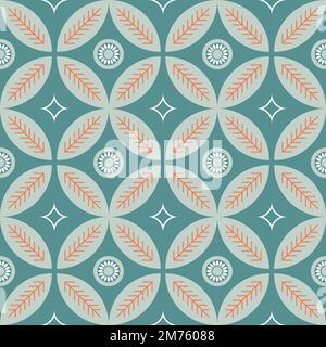 Gemusterte Asulejo-Bodenfliesen. Abstrakter geometrischer Hintergrund. Vektordarstellung, nahtloses mediterranes Muster. Türkische, portugiesische Bodenfliesen azu Stockfoto