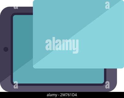 Tablet Display Protector Symbol Flat Vector. Fixieren Sie die Zelle. Mobiltelefon isoliert Stock Vektor