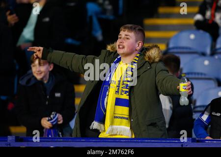 Sheffield, Großbritannien. 07. Januar 2023. Ein Fan von Sheffield Wednesday während des dritten Spiels der Emirates FA Cup Sheffield Wednesday vs Newcastle United in Hillsborough, Sheffield, Vereinigtes Königreich, 7. Januar 2023 (Foto von Ben Early/News Images) in Sheffield, Vereinigtes Königreich, am 1./7. Januar 2023. (Foto: Ben Early/News Images/Sipa USA) Guthaben: SIPA USA/Alamy Live News Stockfoto