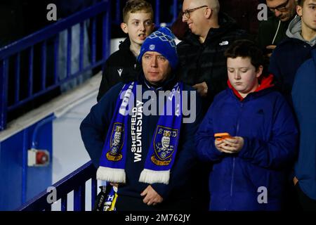 Sheffield, Großbritannien. 07. Januar 2023. Fans von Sheffield Wednesday während des Emirates FA Cup-dritten Spiels Sheffield Wednesday vs Newcastle United in Hillsborough, Sheffield, Großbritannien, 7. Januar 2023 (Foto von Ben Early/News Images) in Sheffield, Großbritannien, am 1./7. Januar 2023. (Foto: Ben Early/News Images/Sipa USA) Guthaben: SIPA USA/Alamy Live News Stockfoto