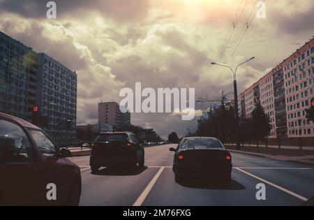 Verkehrsinfrastruktur und Verkehr in der Stadt Stockfoto
