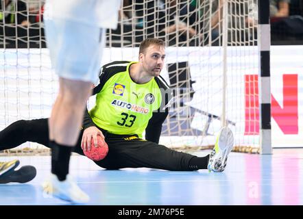 Parade Torwart Andreas WOLFF (GER) Action, Männer Handball Nationalspiel, Freundschaftsspiel, Deutschland (GER) - Island (ISL), am 7. Januar 2023 in Bremen/Deutschland. Stockfoto