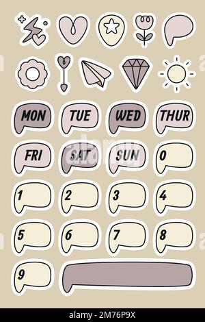 Niedliche Planer Sticker Vektor Sammlung Stock Vektor