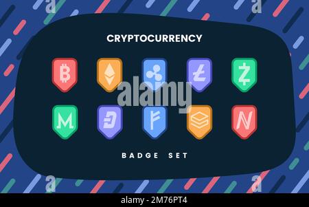 Satz von verschiedenen Kryptowährungen elektronischen Cash-Symbol-Vektor Stock Vektor