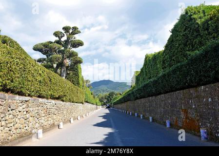 Die japanische Stadt Chiran in der Präfektur Kagoshima ist ein gut erhaltenes Samurai-Viertel mit Häusern und Zen-Felsgärten, die an Samurai-Residenzen angeschlossen sind Stockfoto