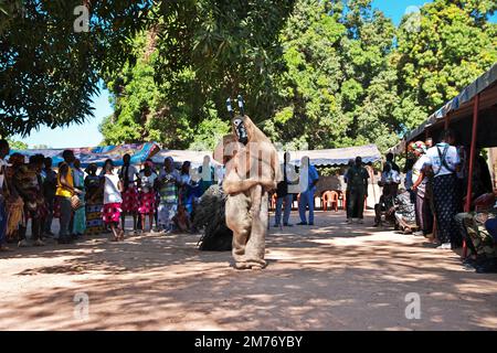 Kumpo-Tanz mit Masken in Senegal, Westafrika Stockfoto