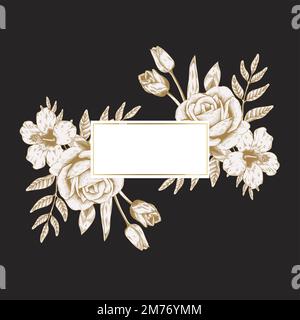 Blank handgezeichneter Vektor mit rechteckigem Blumenmuster Stock Vektor