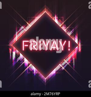 Roter Friyay Neon Schild Vektor Stock Vektor