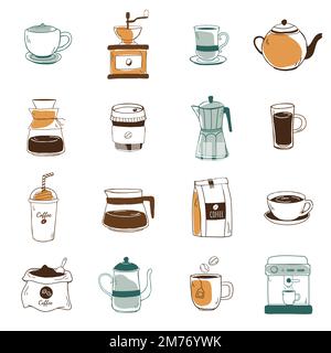 Eine Reihe von Symbolen für Cafés Stock Vektor