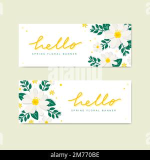 Hallo Frühling Blumen Banner Vektor Stock Vektor