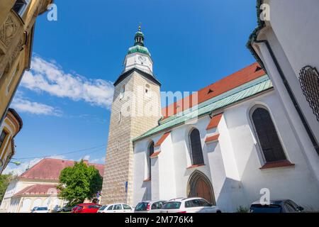 Bruntal (Freudenthal): Kirche der Himmelfahrt der Jungfrau Maria in, Moravskoslezsky, Mährisch-Schlesische Region, Tschechisch Stockfoto