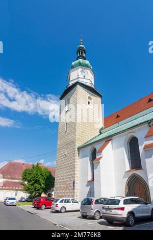 Bruntal (Freudenthal): Kirche der Himmelfahrt der Jungfrau Maria in, Moravskoslezsky, Mährisch-Schlesische Region, Tschechisch Stockfoto