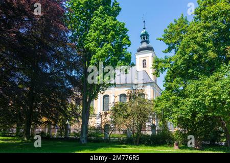 Bruntal (Freudenthal): Kirche der Himmelfahrt der Jungfrau Maria in, Moravskoslezsky, Mährisch-Schlesische Region, Tschechisch Stockfoto