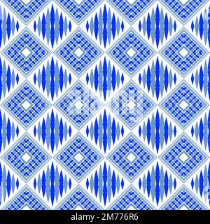 Brillanter abstrakter ethnischer Hintergrund. Nahtloses Muster mit symmetrischen geometrischen Verzierungen. Dekorative, lebendige Tapete. Vektordarstellung Stock Vektor