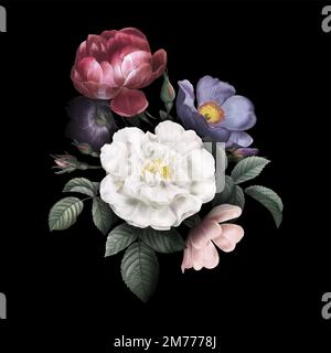 Schöne handgezeichnete bunte Rosen Vektor Stock Vektor