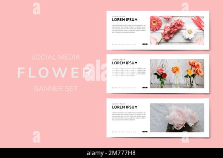 Floral Website Banner Design Vektor-Set Stock Vektor
