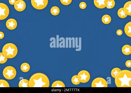 Rahmen mit Sternsymbol auf einem Vektor mit blauem Hintergrund Stock Vektor