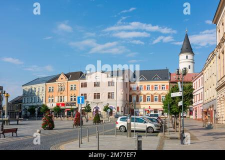 Prerov (Prerau) : T. G. Masaryk Platz, Prerov Schloss in , Olomoucky, Olmützer Region, Tschechien Stockfoto