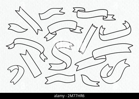 Handgezeichneter Sammelvektor für Farbbänder Stock Vektor