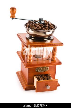 Holz Kaffee Mühle Stockfoto