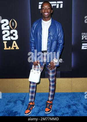 Los Angeles, Usa. 07. Januar 2023. LOS ANGELES, KALIFORNIEN, USA - 07. JANUAR: Markell Washington trifft am 7. Januar 2023 auf der ESPN und der CFP Allstate Party auf dem Playoff Event 2023 im Majestic Downtown in Los Angeles, Kalifornien, USA ein. (Foto: Xavier Collin/Image Press Agency) Kredit: Image Press Agency/Alamy Live News Stockfoto