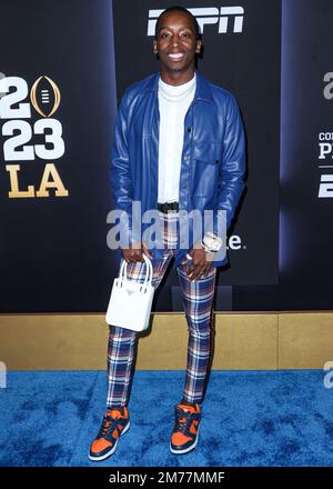 Los Angeles, Usa. 07. Januar 2023. LOS ANGELES, KALIFORNIEN, USA - 07. JANUAR: Markell Washington trifft am 7. Januar 2023 auf der ESPN und der CFP Allstate Party auf dem Playoff Event 2023 im Majestic Downtown in Los Angeles, Kalifornien, USA ein. (Foto: Xavier Collin/Image Press Agency) Kredit: Image Press Agency/Alamy Live News Stockfoto