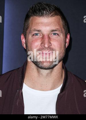 Los Angeles, Usa. 07. Januar 2023. LOS ANGELES, KALIFORNIEN, USA - 07. JANUAR: Der amerikanische Fußballspieler Tim Tebow trifft am 7. Januar 2023 auf der ESPN und der GFP Allstate Party auf dem Playoff Event 2023 im Majestic Downtown in Los Angeles, Kalifornien, USA ein. (Foto: Xavier Collin/Image Press Agency) Kredit: Image Press Agency/Alamy Live News Stockfoto