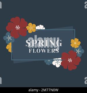 Rechteck bunte Blumenabzeichen Vektor Stock Vektor