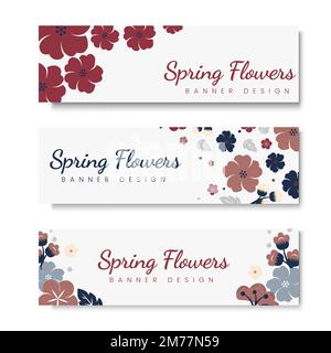 Vektor-Set mit rechteckigen Blumenabzeichen Stock Vektor