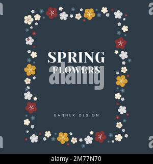 Rechteck bunte Blumenabzeichen Vektor Stock Vektor