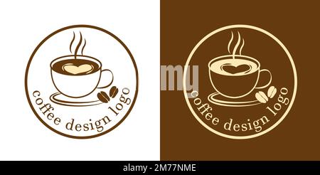 Vektordarstellung des Kaffee-Logos für den Milchteeladen Stock Vektor