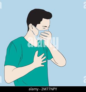 Corona-Impfstoff. Frau mit Maske zur Impfung gegen COVID-19 im Krankenhaus. Arzt impfend Coronavirus-Patient. Vektordarstellung. Stock Vektor