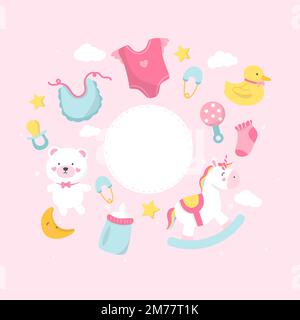 Baby-Dusche-Set mit Leerraum-Vektor Stock Vektor