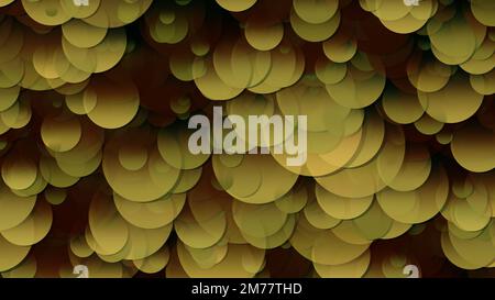 3D-Rendering einer Anordnung von Kreisen. Kreise unterschiedlicher Größe im Raum. Helle Komposition, geeignet für alle hellen Hintergrunddesigns Stockfoto