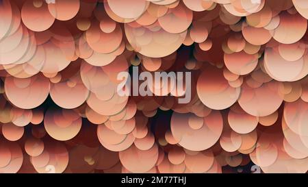 3D-Rendering einer Anordnung von Kreisen. Kreise unterschiedlicher Größe im Raum. Helle Komposition, geeignet für alle hellen Hintergrunddesigns Stockfoto