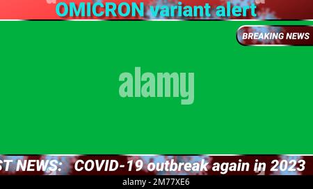 omicron Varient Alarm Green Screen News Illustrationen. Stockfoto