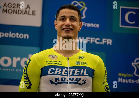 Rayan HELAL, Herrensprint während der französischen Leichtathletikmeisterschaft 2023 am 7. Januar 2023 im Stab Velodrome in Roubaix, Frankreich – Foto Florian Frison/DPPI Stockfoto