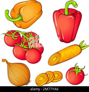 Set aus Rot- und Orangengemüse Stock Vektor