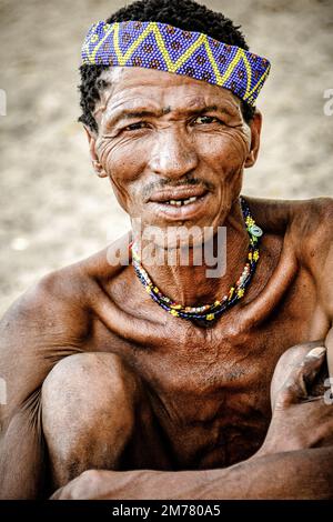 Gesichter der Welt: Buschmann der Kalihari Stockfoto